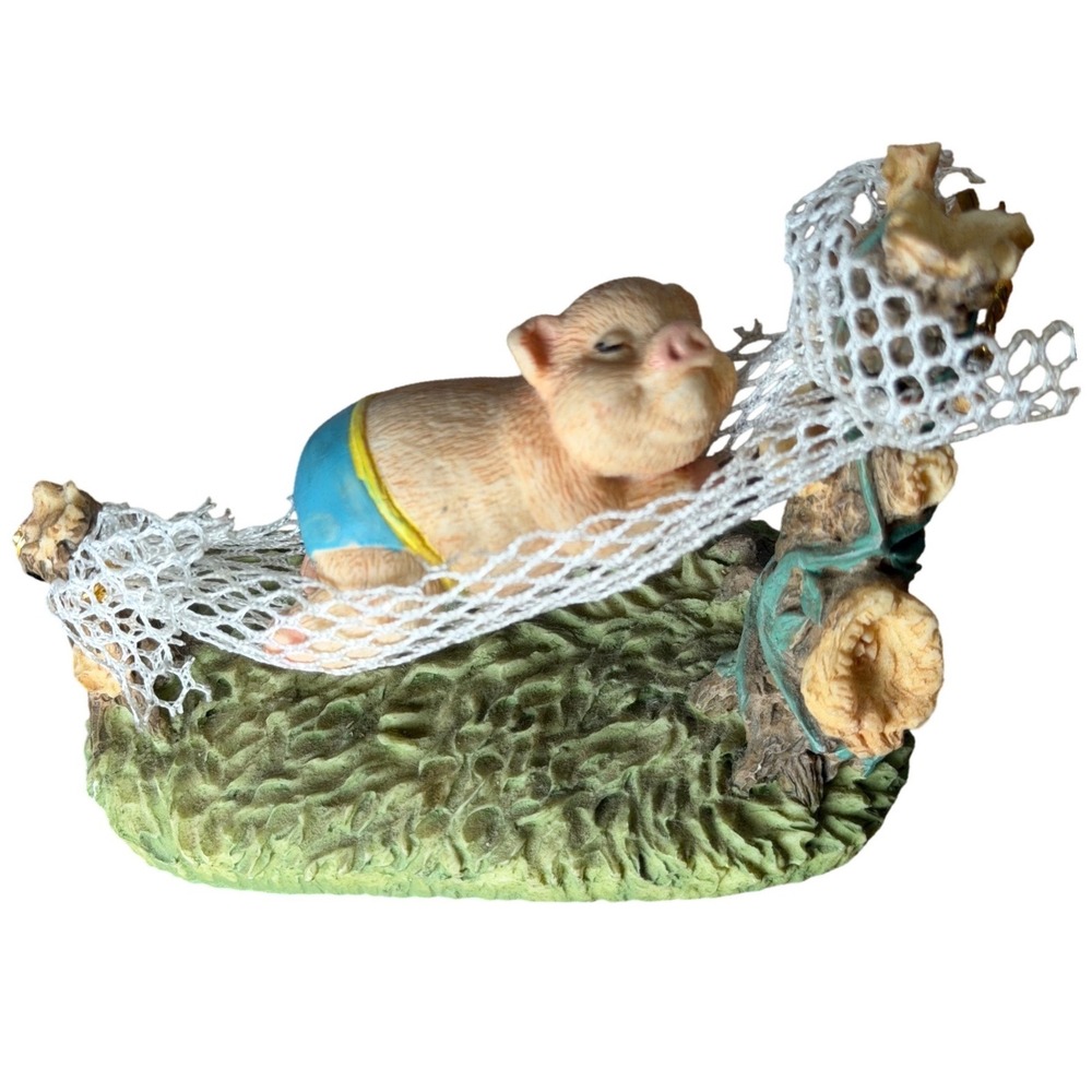 Artmark Pig in Hammock Figurine Sleeping Piggy Resin Statue‎ Farm Animal Decor